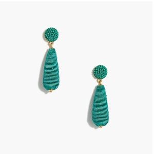New J Crew Factory Green Beaded Teardrop Earrings